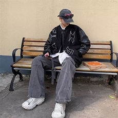 vintage棒球服外套男春秋季新款ins潮设计感小众美式潮情侣夹克，男装夹克，星座601-2