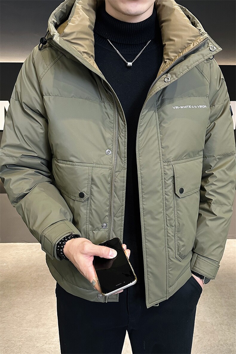 羽绒服男2025新款冬季外套短款保暖连帽外套A313-6313-P215,男装羽绒服,电商A313