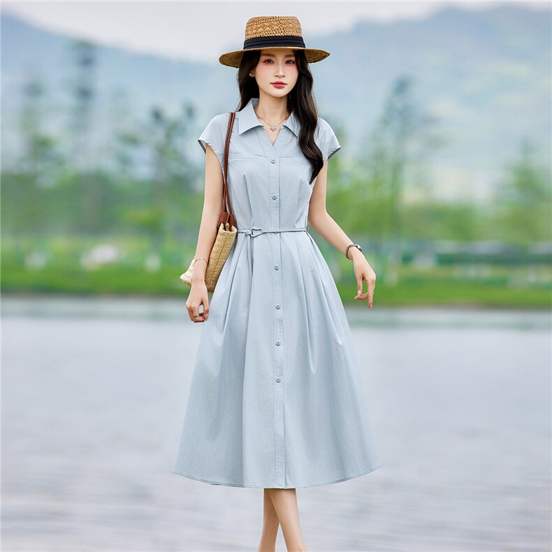 现货2026年夏季休闲新款时尚宽松型城市通勤城市通勤常规连衣裙,女装连衣裙,靓衣阁