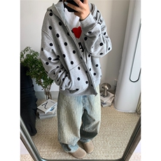 春季短宽ins连帽拉链百搭波点连帽卫衣D328-KS9901-P78，男装卫衣，电商D328