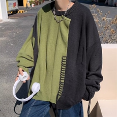 秋冬新款宽松美式复古潮牌套头设计感拼色毛衣针织衫男女9112-P48，男装针织衫/毛衣，星座1008-1