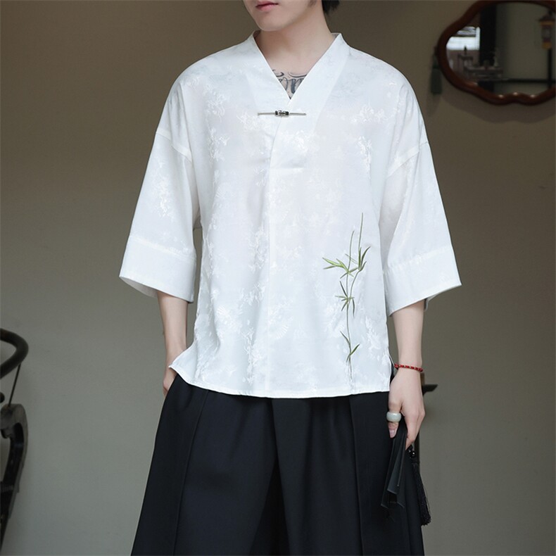 新中式提花风潮T恤短袖上衣刺绣汉服时尚唐装T2403-P55图片 新中式提花风潮T恤短袖上衣刺绣汉服时尚唐装T2403-P55图片