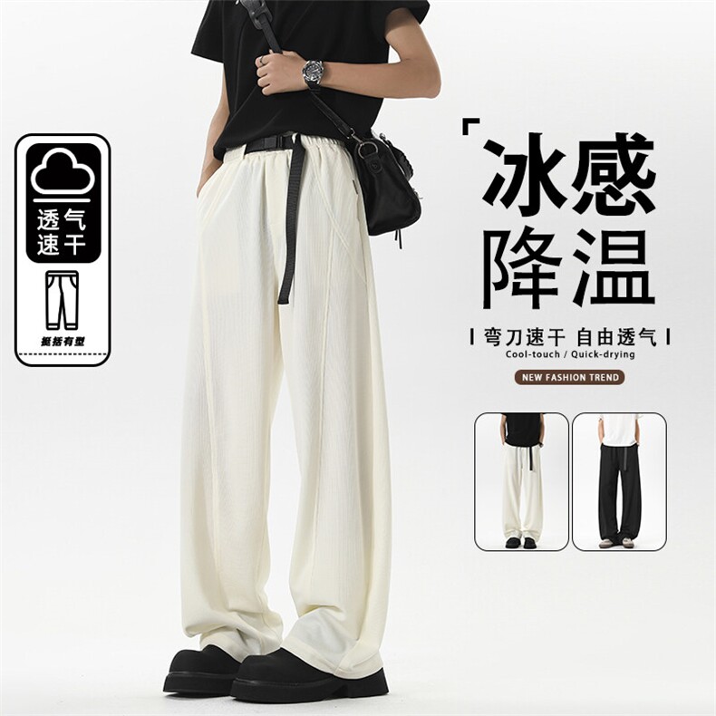 GENIOLAMODE加绒西裤男士秋冬新款宽松直筒潮牌垂感西装休闲长裤图片