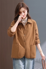 2022冬季新款长袖加棉衬衫棉衣外套，女装棉衣/棉服，小林双子