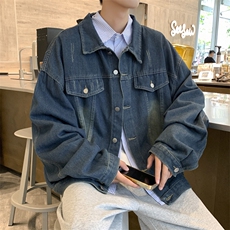 港风秋款男牛仔夹克衫猫须渐变色休闲外套JK1007P60，男装夹克，星座1013-1