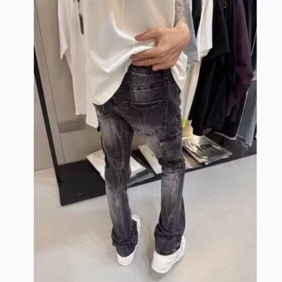 秋季牛仔裤男潮牌新款黑色弹力水洗直筒裤青年休闲修身长裤子男生,男装牛仔裤,星座506A