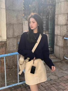 复古坑条圆领羊毛针织衫女长袖宽松百搭套头毛衣秋冬加厚显瘦上衣图片