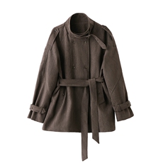 立领风衣外套女小个子秋季2025新款独特好看休闲廓形气质显瘦上衣，女装风衣，浙宝029