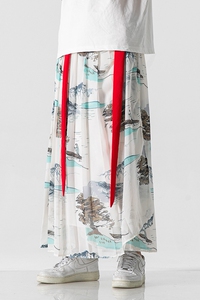 夏季 风汉服古风仙气一片式裙裤中性百褶马面裙情侣 K239/P75图片