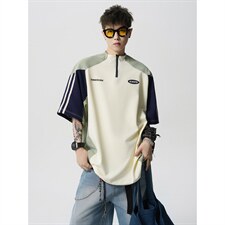 现货-原创-运动风拼接短袖撞色T恤解构T美式T1016-1T352P43K79，男装T恤，星座1016-1（原电商B408-1）