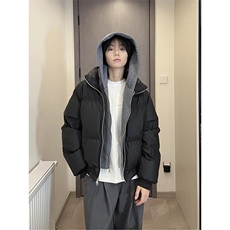 现货高品质重磅工艺美式高街假两件PU皮棉衣男女加厚棉服外套，男装棉衣，电商A486