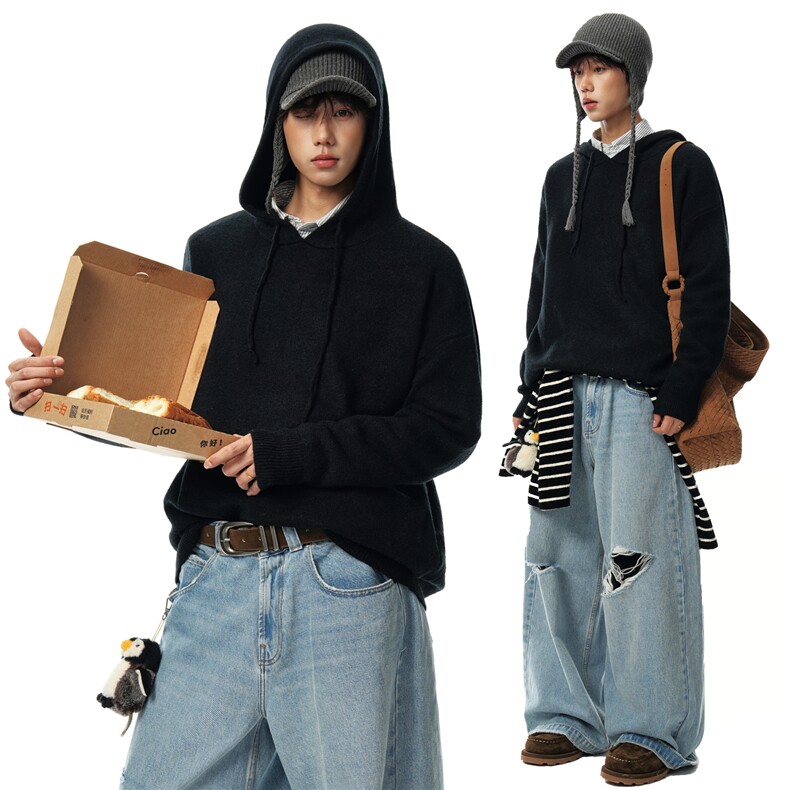 ！2025秋冬新款男士连帽毛衣情侣外套MY002特P55，男装针织衫/毛衣，电商B220