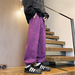 8XL-M痞帅脏脏束脚休闲卫裤男秋冬加绒加厚大码裤子KZ022特价P40图片