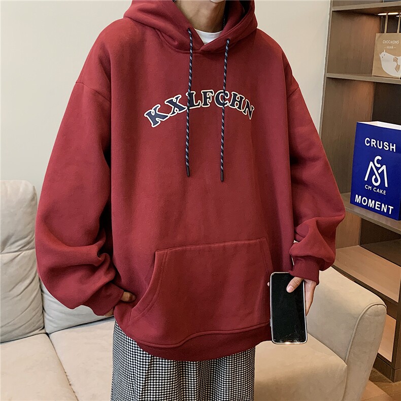 抖音品质港风秋冬装情侣装加厚连帽套头加绒卫衣G1028P68男,男装卫衣,电商A339