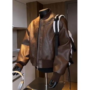机车款皮夹克美式立领棒球服，网图-A061-AJ01697-特P55图片