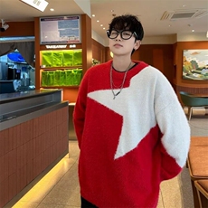 B399P55秋冬复古百搭时尚圆领毛衣男高街潮流宽松慵懒，男装针织衫/毛衣，星座512-6