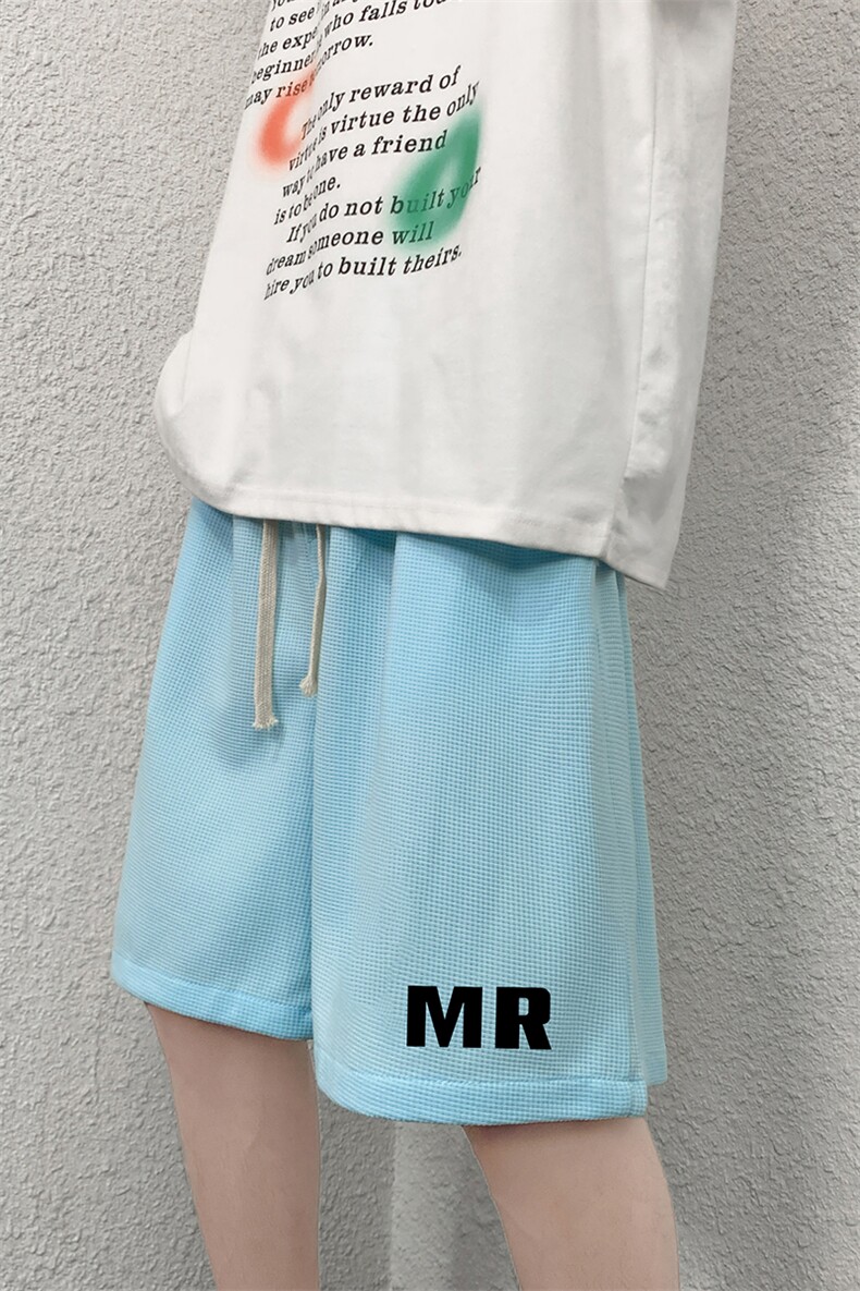 HD74253-P22华夫格短裤男大码宽松五分裤男直筒中裤,男装休闲裤,电商A040