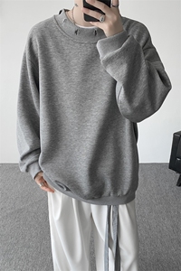 WY10160-特批50 控98 360g重磅格子拼接领带大码撞色个性卫衣男潮图片