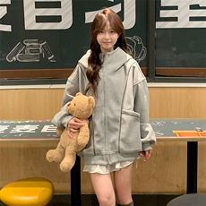 抖音得物高品质秋冬美式高街重磅结构辑明线纹理连帽卫衣外套W111，男装卫衣，电商A486