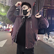 B35/P138控178假两件设计男士棉服拼接牛仔外套冬季时尚棉衣黑首1，男装工装外套，星座305B