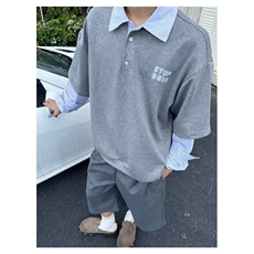 ins美式假两件衬衫拼接男女春季高级感慵懒风宽松小众设计感上衣，男装衬衫，星座1210-1