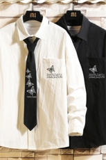 LC42108-P45加绒款P55痞帅领带长袖衬衫男士大码dk制服男jk砖墙，男装衬衫，电商A040A