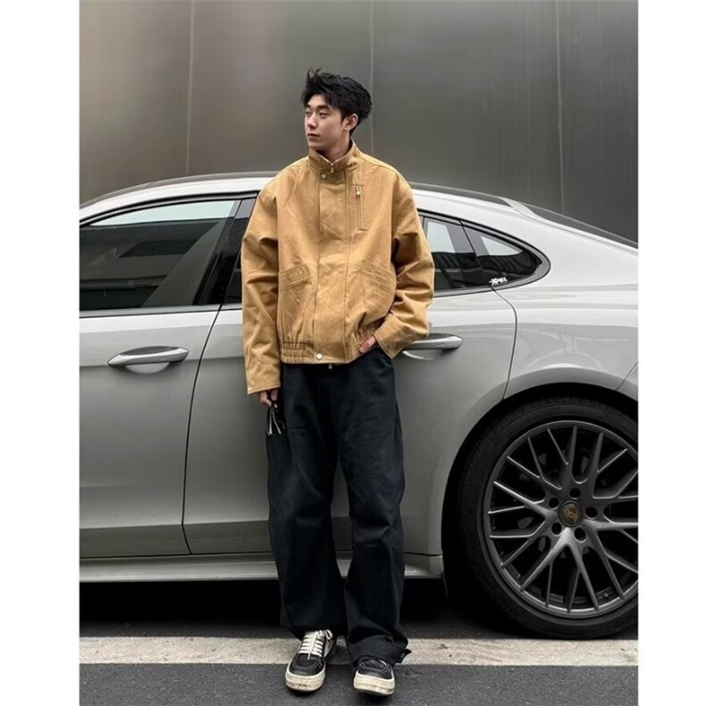W556-P982025秋季新款男女同款美式休闲夹克宽松纯色工装外套,男装夹克,星座911-1