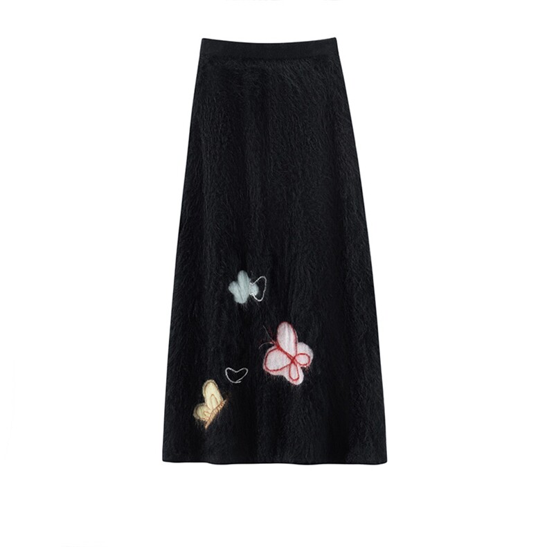 2025年秋季时尚百搭通勤简约休闲蝴蝶裙子，女装半身裙，万品羊绒