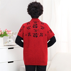 中老年羊毛衫马甲秋冬款短袖针织毛衣女款唐装领开衫马夹背心大全，女装中老年女装，亚东羊绒制品