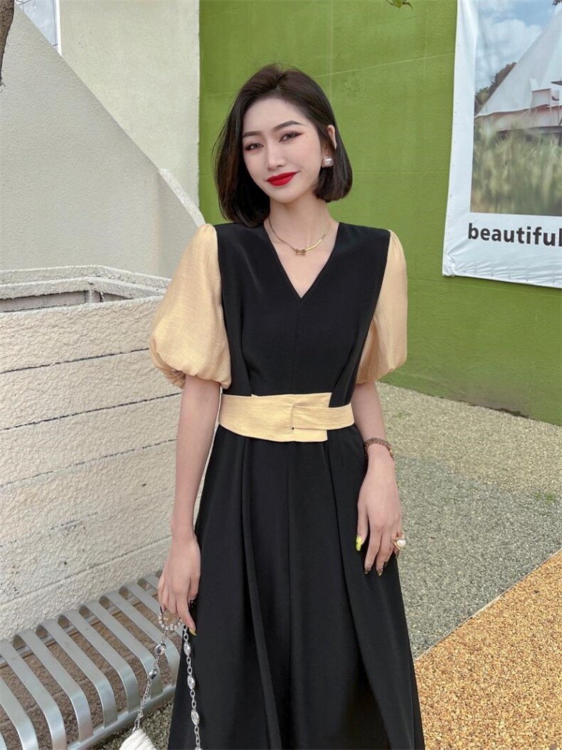 现货，灯笼袖连衣裙，女装连衣裙，迪蔓君翔