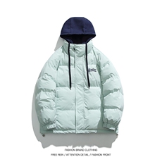 2024秋冬新款高品质印花拼接假两件连帽棉服外套A436-2802-P150，男装棉衣，电商A436