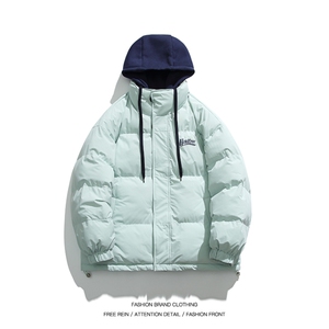 2024秋冬新款高品质印花拼接假两件连帽棉服外套 A436-2802-P150图片