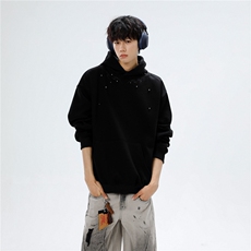GC0758-P50潮牌复古钉珠刺绣设计连帽卫衣服男女宽松休闲上衣帽衫，男装卫衣，电商C233
