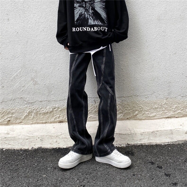 美式小众结构设计牛仔裤高街ins痞帅情侣直筒裤KZ473059--TP40，男装牛仔裤，电商A247C