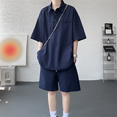 8XL-M日系工装短袖衬衫男夏季POLO衫t恤休闲运动套装TZ38004特P55，男装Polo衫，电商B312