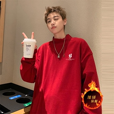 一件过冬重磅保暖针织衫德绒加绒加厚卫衣半高领打底长袖T恤DR33，男装T恤，电商A486