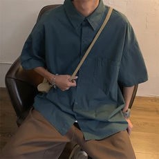 夏季薄款男短袖ins衬衫宽松休闲垂坠高级感轻熟风衬衣CS32-P32，男装衬衫，星座1008-1