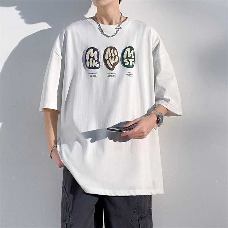 夏季新款印花纯棉短袖t恤男装休闲宽松五分袖上衣服体恤TX403-P30图片