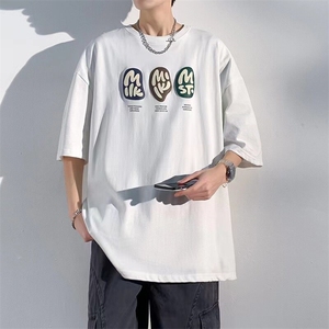 夏季新款印花纯棉短袖t恤男装休闲宽松五分袖上衣服体恤TX403-P30图片