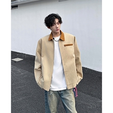 8XL-M春季水洗帆布短款夹克男生vintage美式复古工装外套JK003P98，男装夹克，电商B312