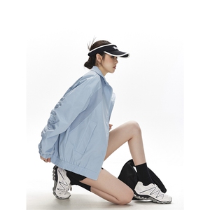 美式罗纹拼接袖子褶皱大码M-5XL教练夹克女JK78056P69控105图片