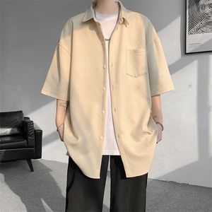 短袖衬衫男夏季新款港风上衣宽松提花大码衬衣CS006-P36图片