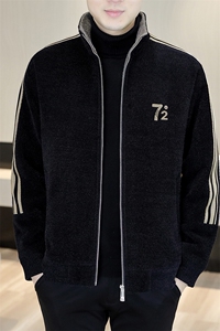 2024秋冬男士商务休闲立领刺绣修身毛呢大衣短款夹克外套A76P145图片