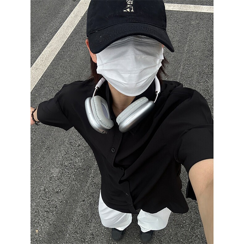 薄款冰丝短袖衬衫男简约纯色垂感休闲痞帅衬衣CS288-P20,男装T恤,星座301C-5