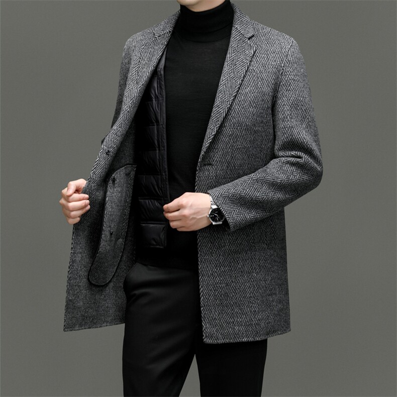 M3810-28钱塘2020-3商务休闲冬季厚款百搭中年男士毛呢外套P370,男装毛呢大衣,钱塘207-3