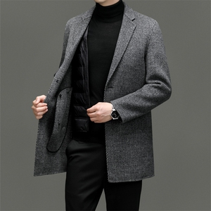 M3810-28钱塘2020-3商务休闲冬季厚款百搭中年男士毛呢外套P370图片