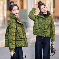 时尚立领羽绒服2025冬季新款时尚印花小个子气质通勤流行保暖外套，女装羽绒服，拾衣