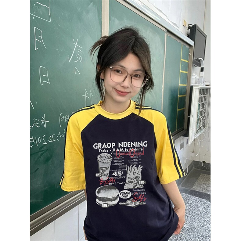 夏季美式高街重磅纯棉三条杠织带插肩撞色男女短袖T恤CZ72-特P25,男装T恤,电商A486