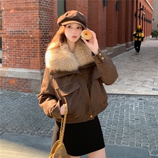 新品高级感大毛领皮草外套狐狸毛90白鸭绒羽绒服5172-P380-K568，女装羽绒服，2C126