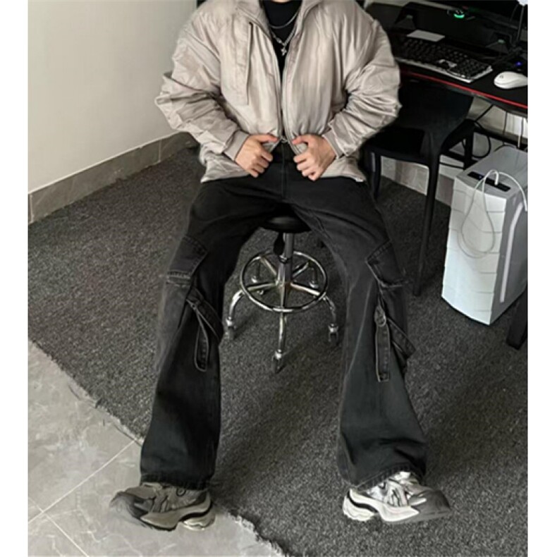 设计感工装牛仔裤男女秋冬新款复古高腰直筒宽松垂感阔腿裤NK961,男装牛仔裤,星座1116A（原606A-3）